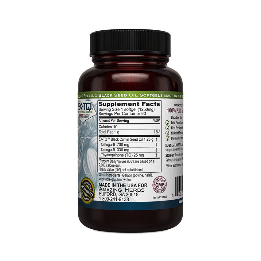 Amazing Herbs Black Seed Oil XL Softgels 1250mg