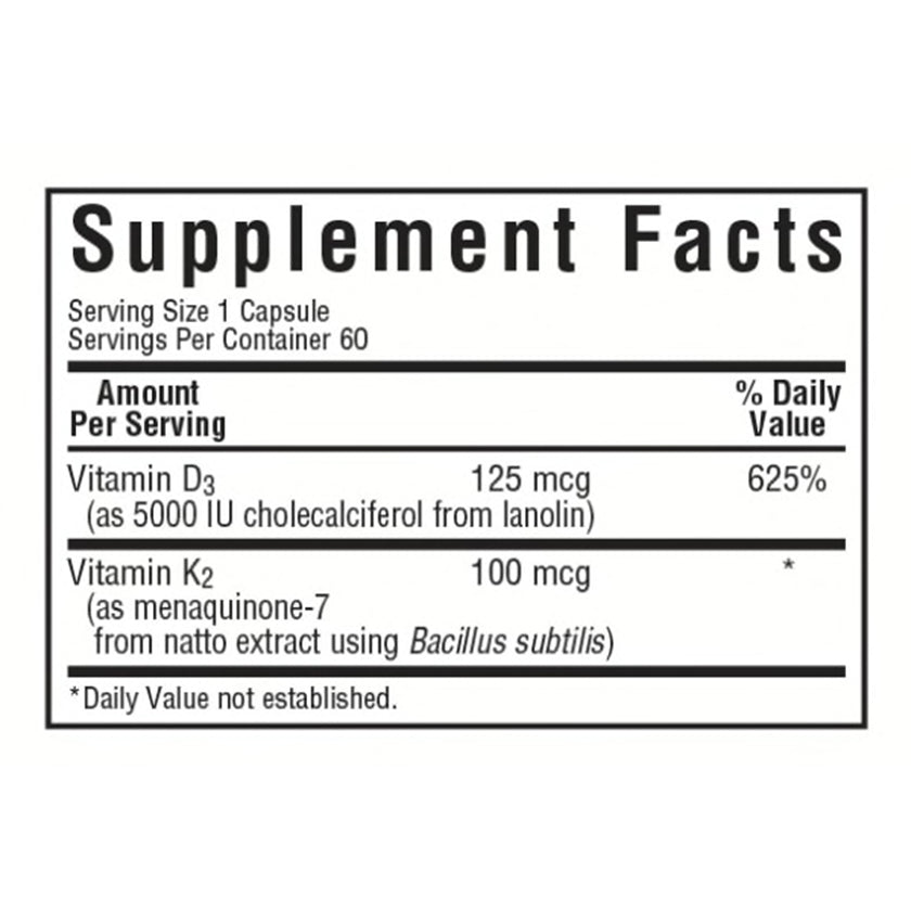 Bluebonnet Vitamin D3 & K2 Capsules