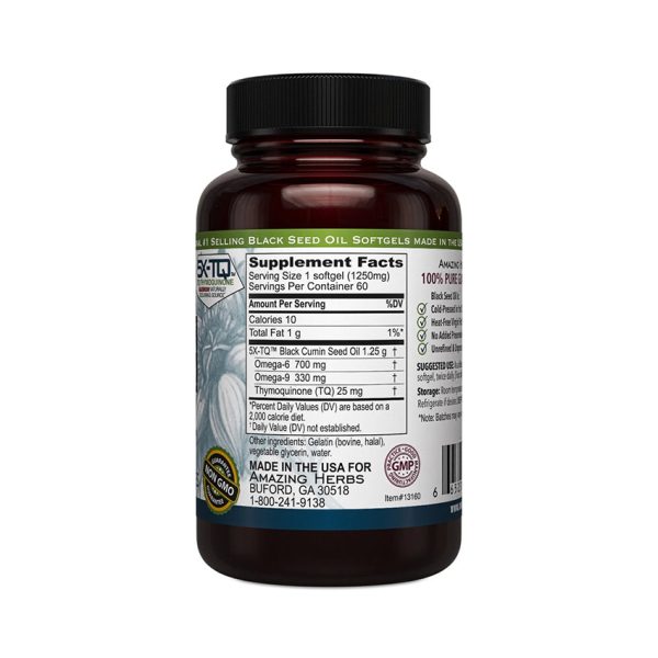 Amazing Herbs Black Seed Oil XL Softgels 1250mg - Image 3