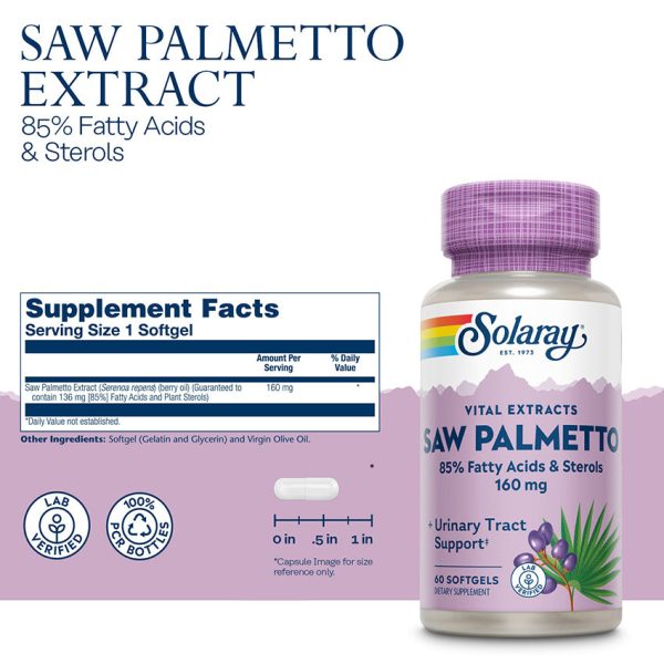 Solaray Vital Extracts Saw Palmetto Berry 160 mg - Image 3