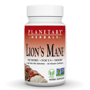 Planetary Herbals Lion’s Mane 500 mg, 30 vegan capsules
